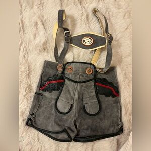 Gray Lederhosen with Red and green Accents